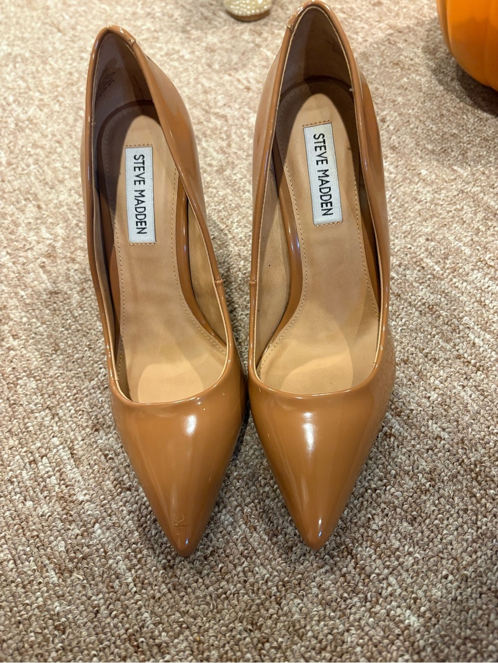 Steve Madden Glossy Camel Pointed Toe Pumps